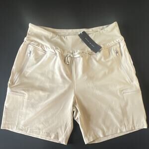 dbla Women's Athletic Shorts Beige Quick Dry Drawstring Pockets Blended Fabric